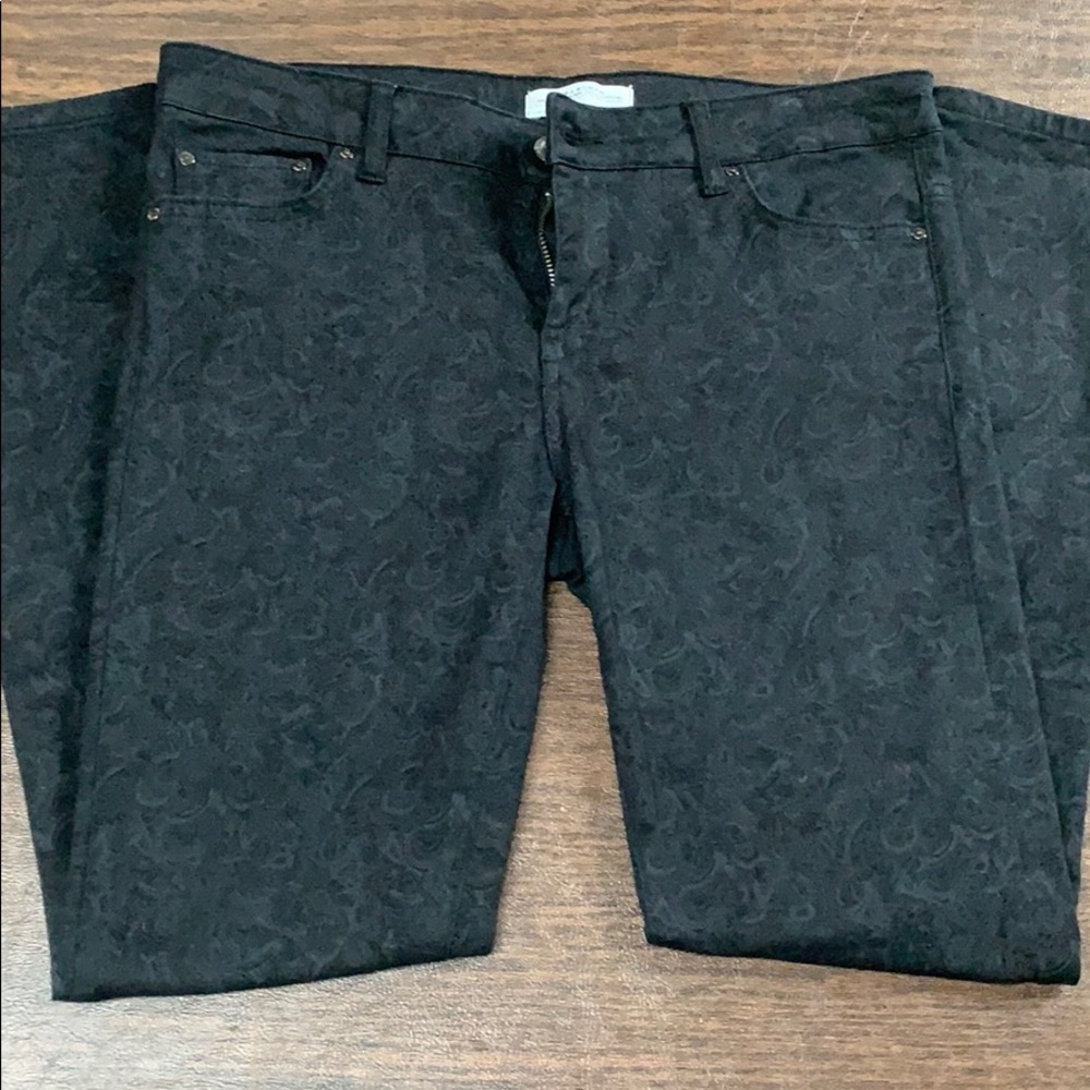 Zara Black Pattern Ankle Zipper Skinny Jeans